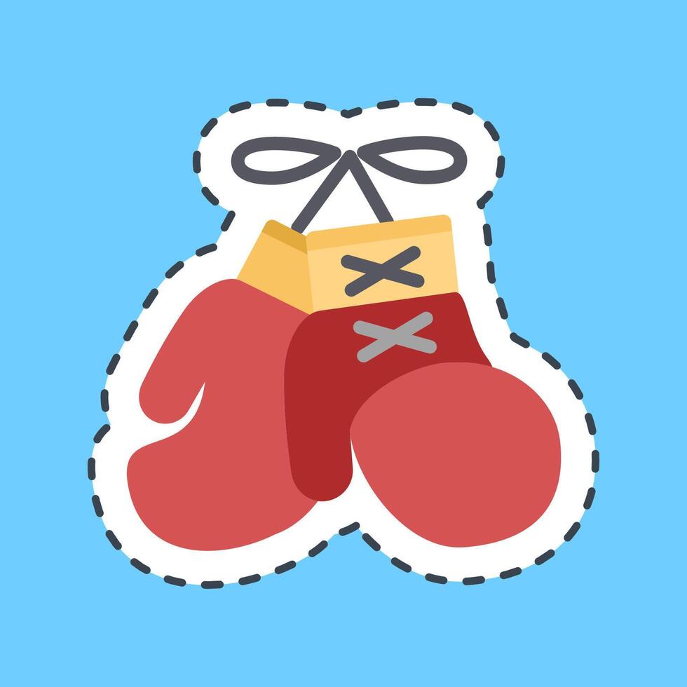 Cutting line sticker boxing gloves. Traditional tattoo elements. vector