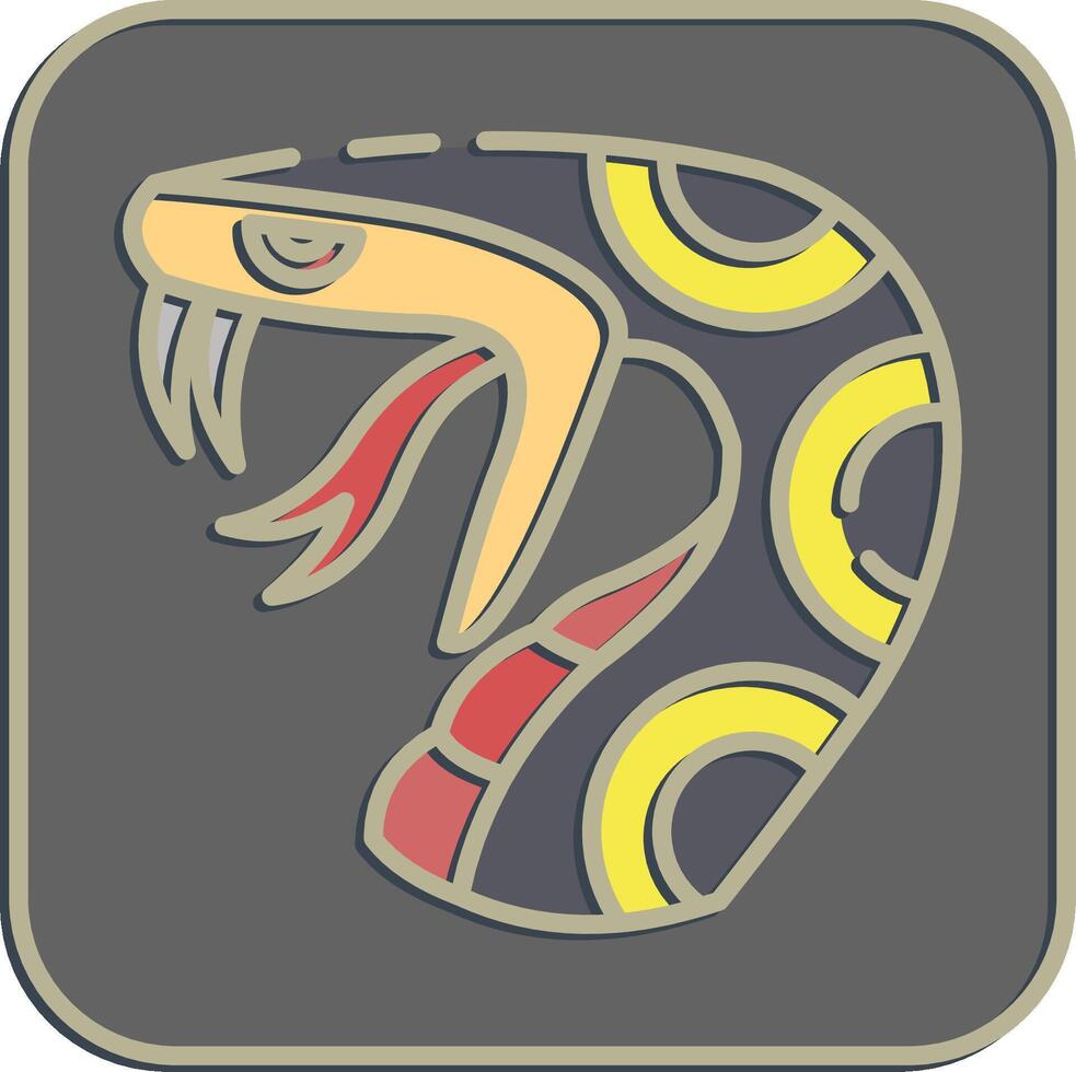 Icon snake. Traditional tattoo elements. Icon in embossed style. vector