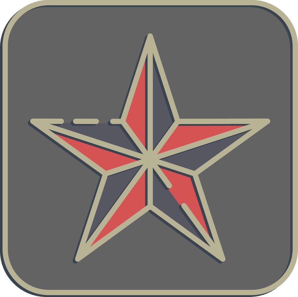 Icon star. Traditional tattoo elements. Icon in embossed style. vector