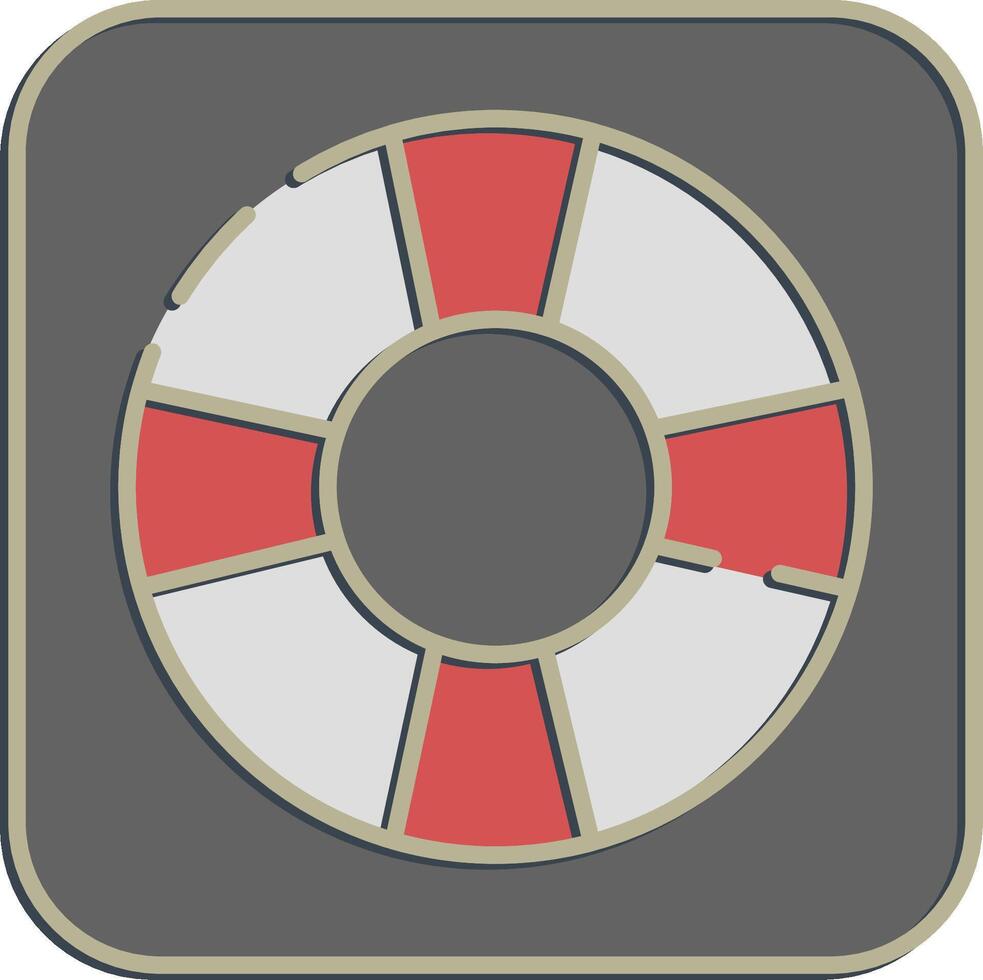 Icon floating tire. Traditional tattoo elements. Icon in embossed style. vector