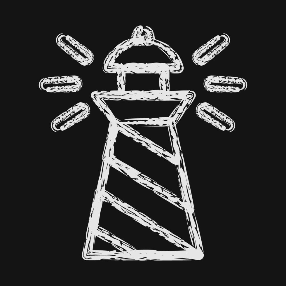 Icon lighthouse. Traditional tattoo elements. Icon in chalk style. vector
