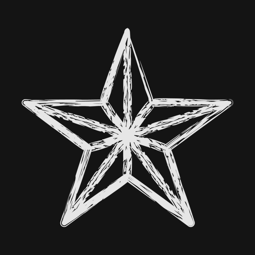 Icon star. Traditional tattoo elements. Icon in chalk style. vector