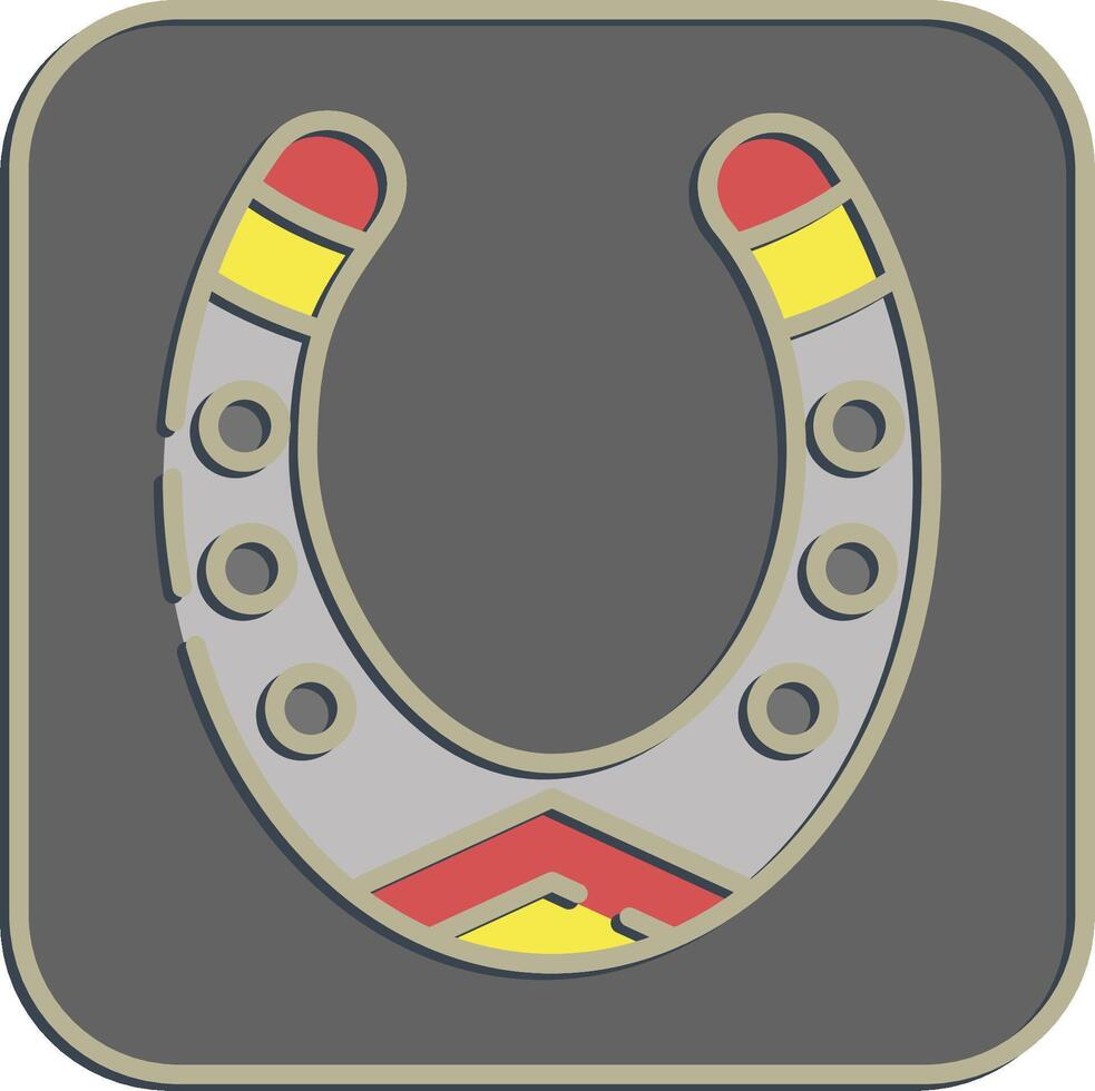 Icon horse shoe. Traditional tattoo elements. Icon in embossed style. vector