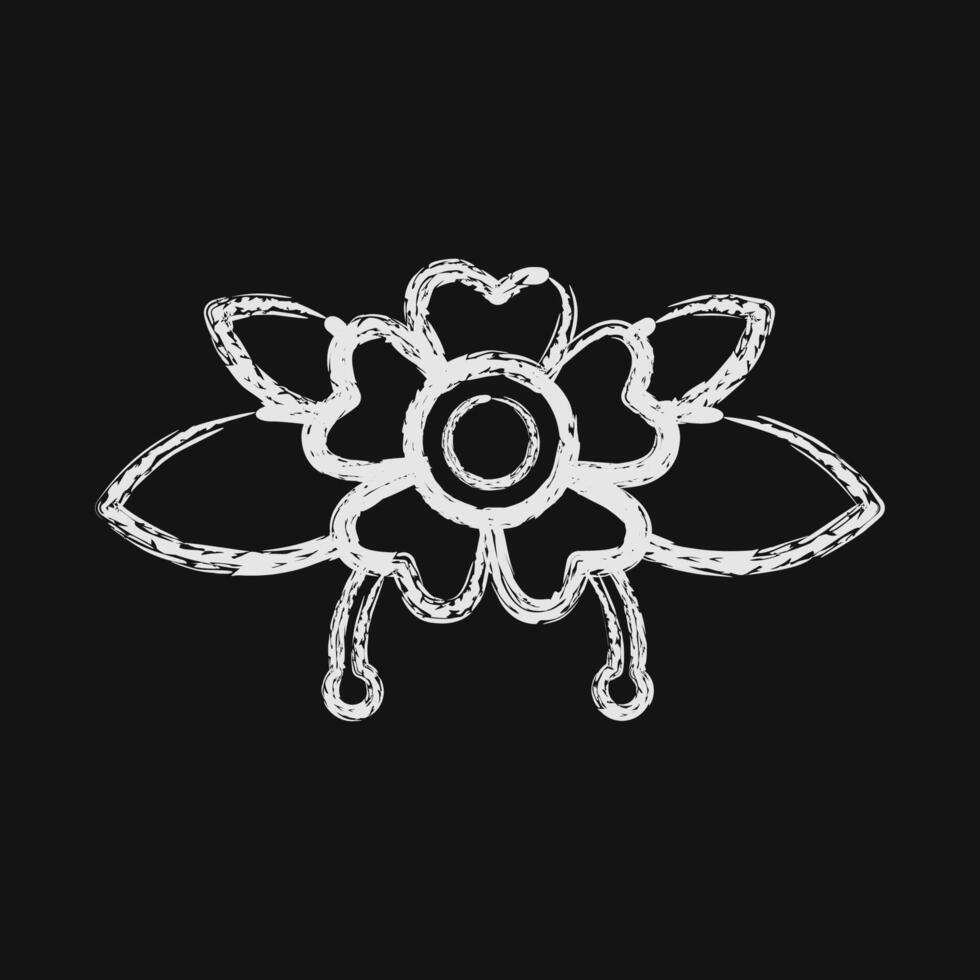 Icon flower. Traditional tattoo elements. Icon in chalk style. vector