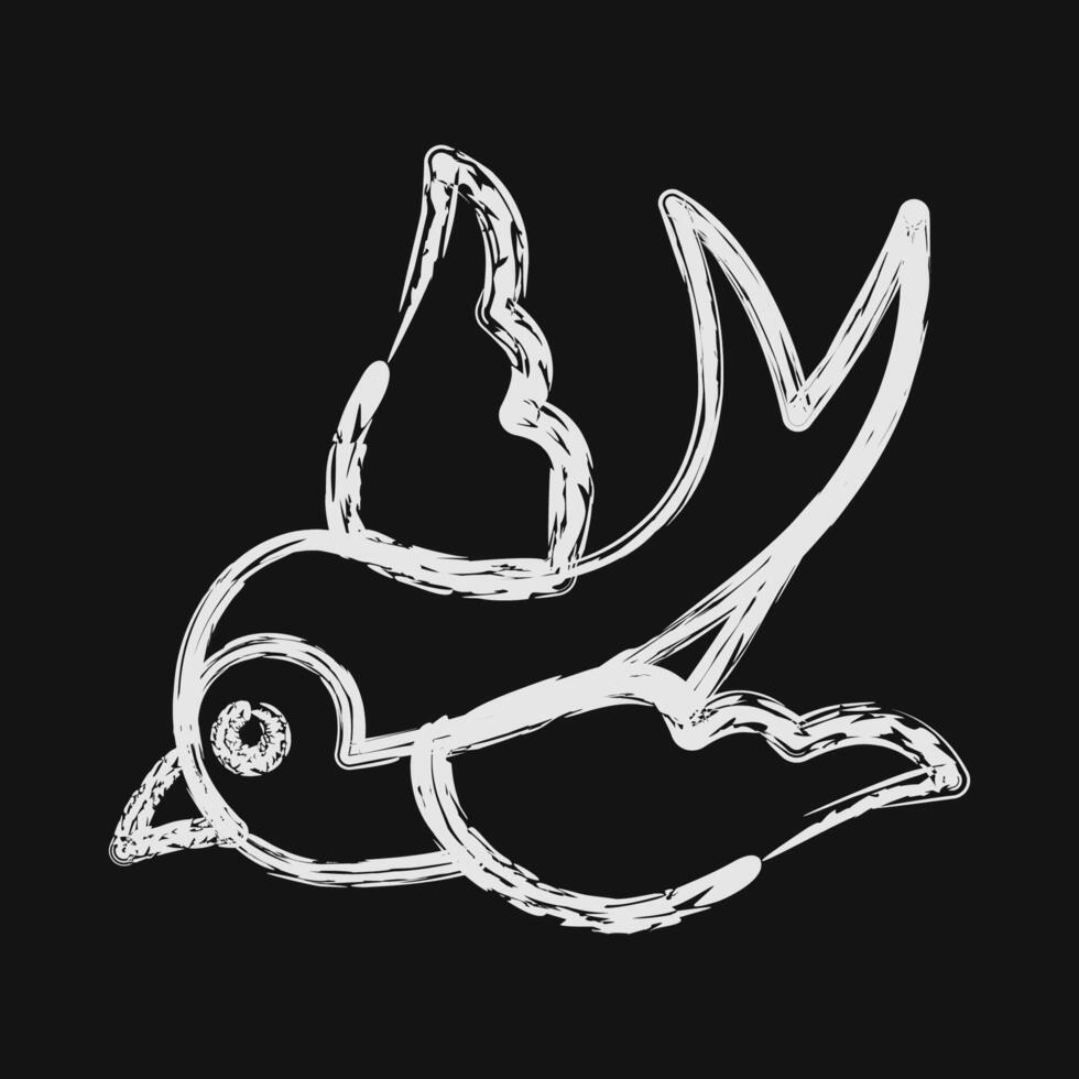 Icon swallow. Traditional tattoo elements. Icon in chalk style. vector