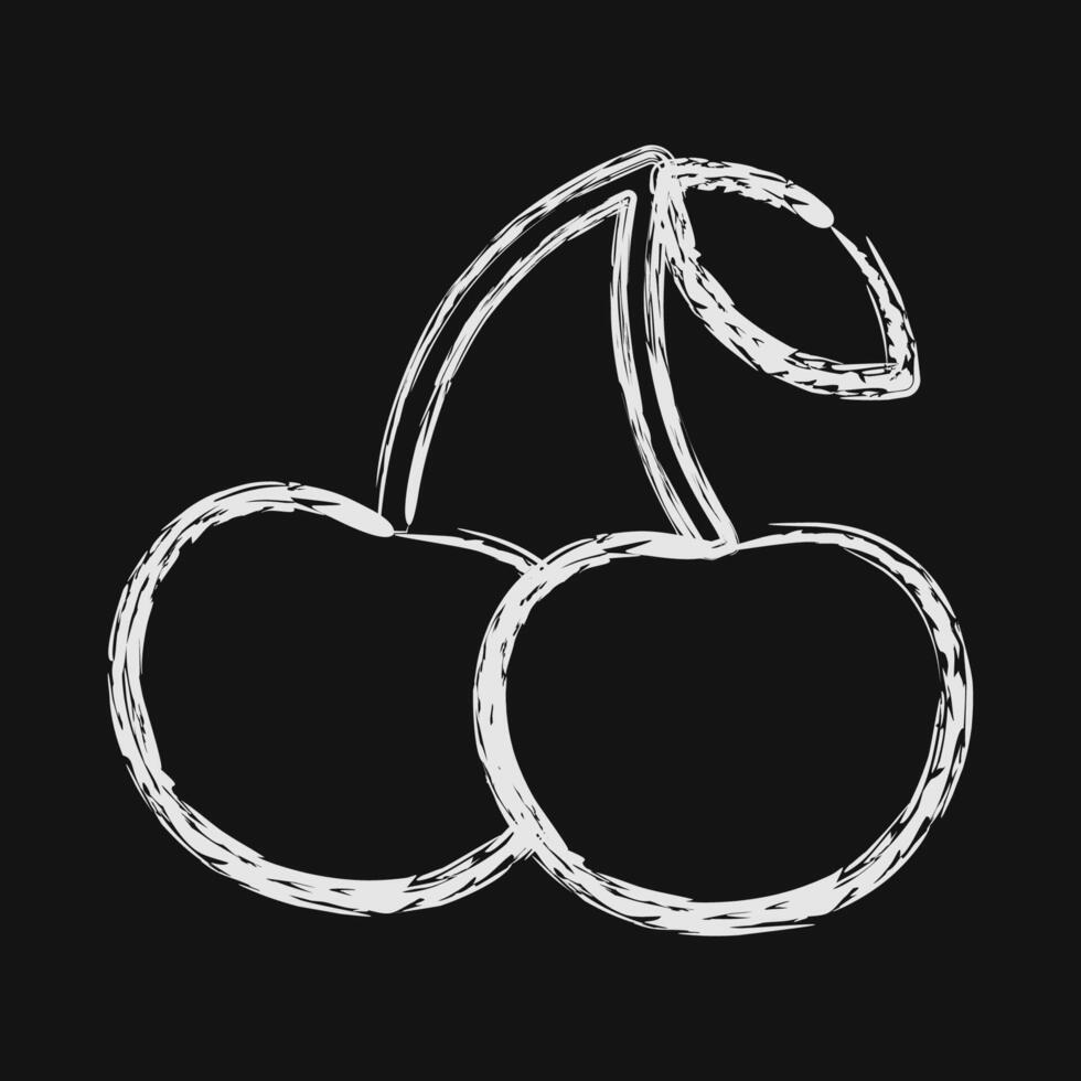 Icon cherry. Traditional tattoo elements. Icon in chalk style. vector