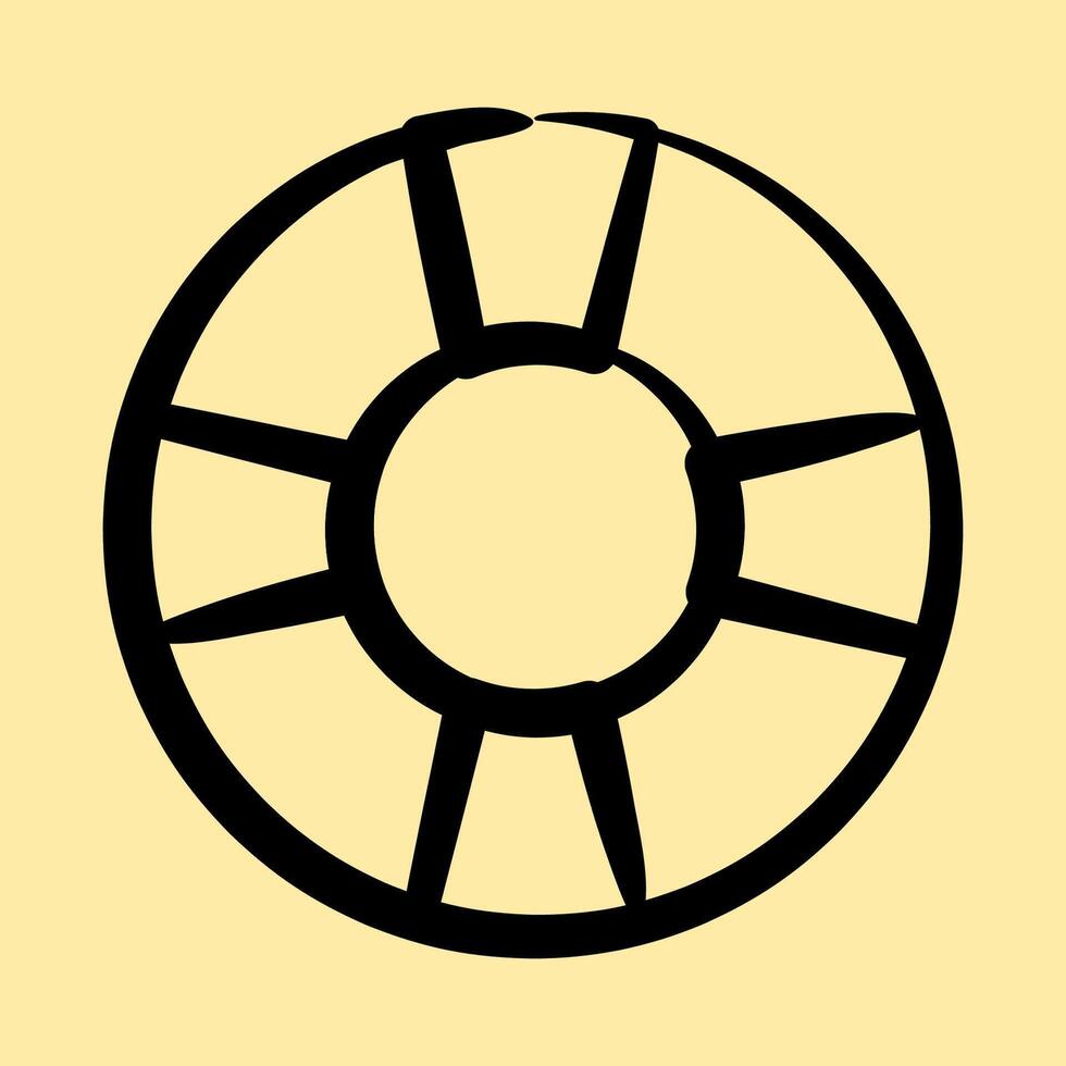 Icon floating tire. Traditional tattoo elements. Icon in hand drawn style. vector