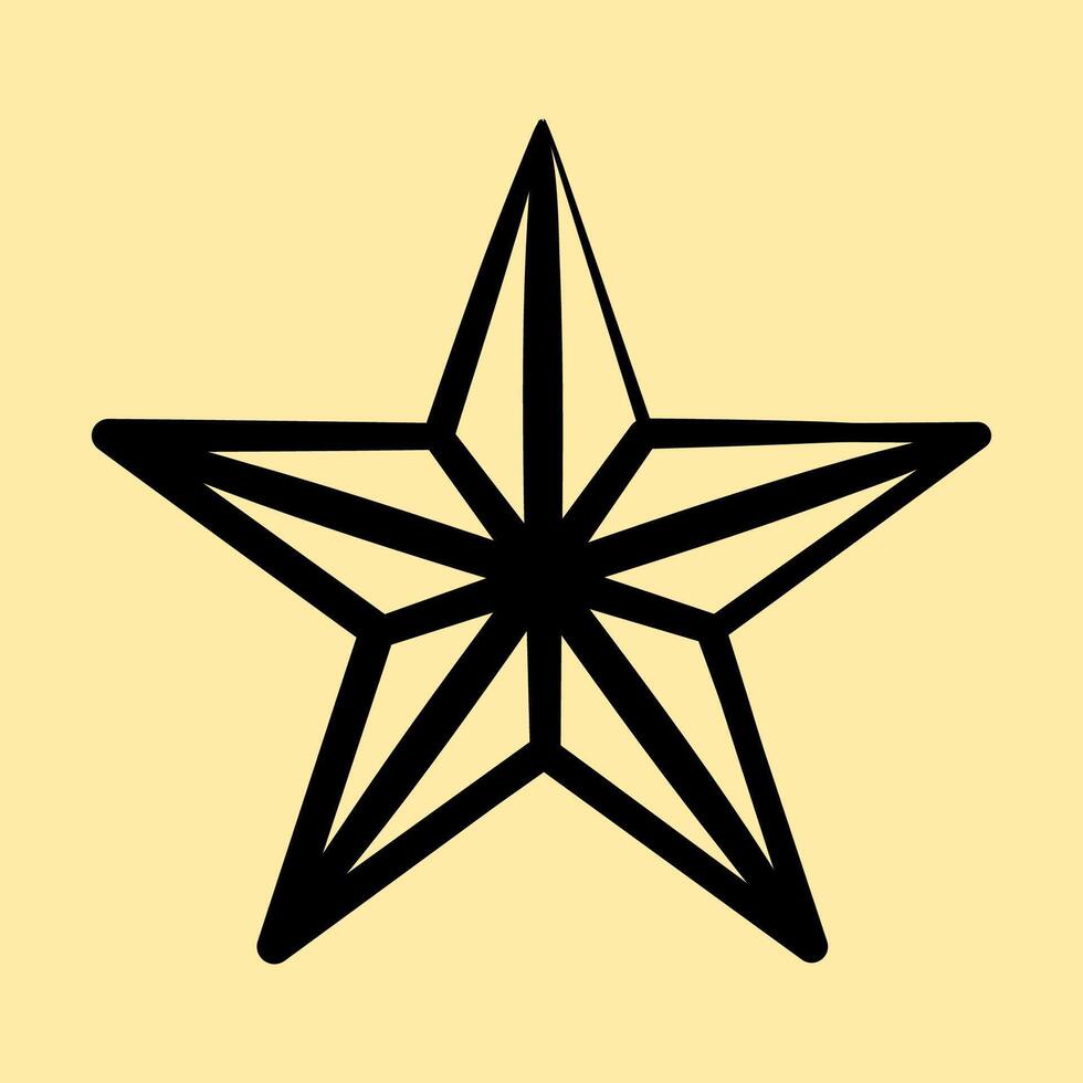 Icon star. Traditional tattoo elements. Icon in hand drawn style. vector