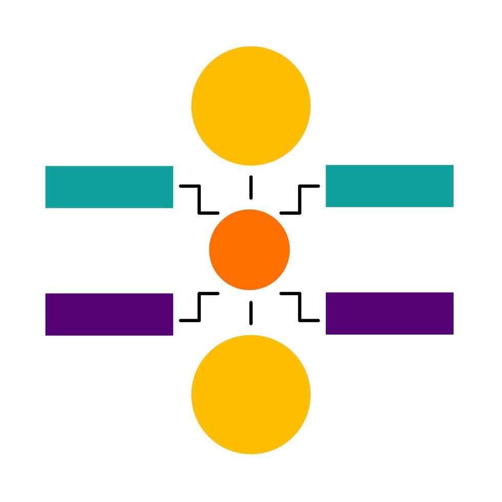 A diagram of a network with four different colored lines vector