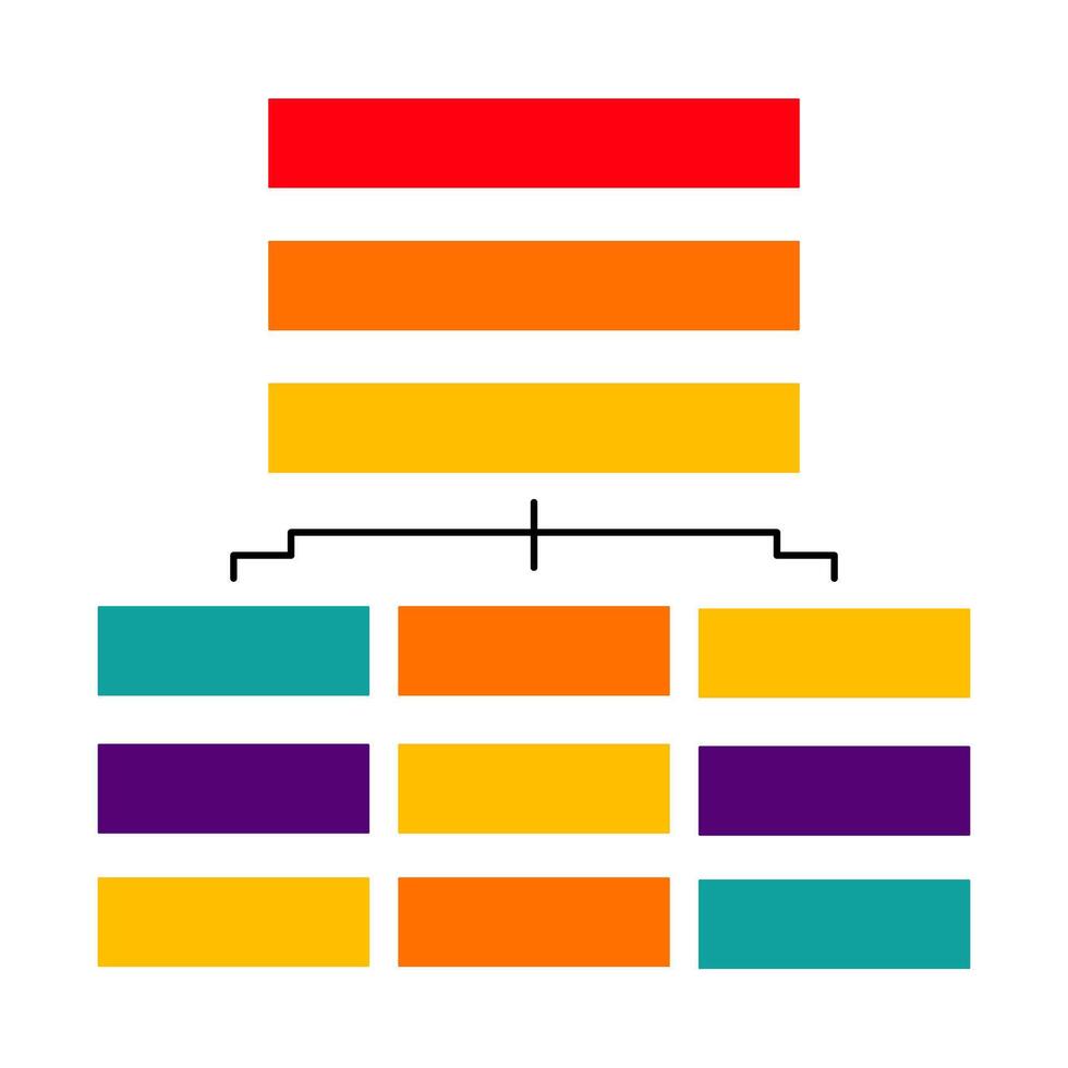 A colorful diagram of a tree with different colored bars vector