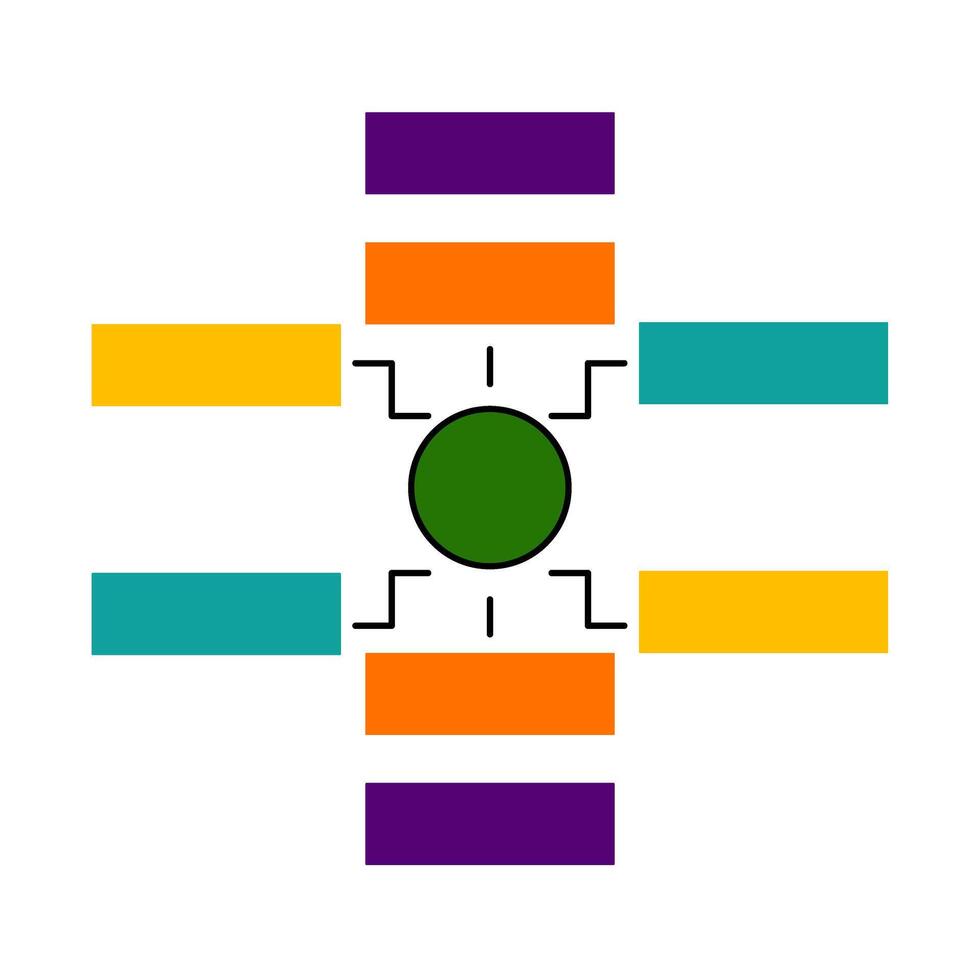 A cross with four different colored lines vector