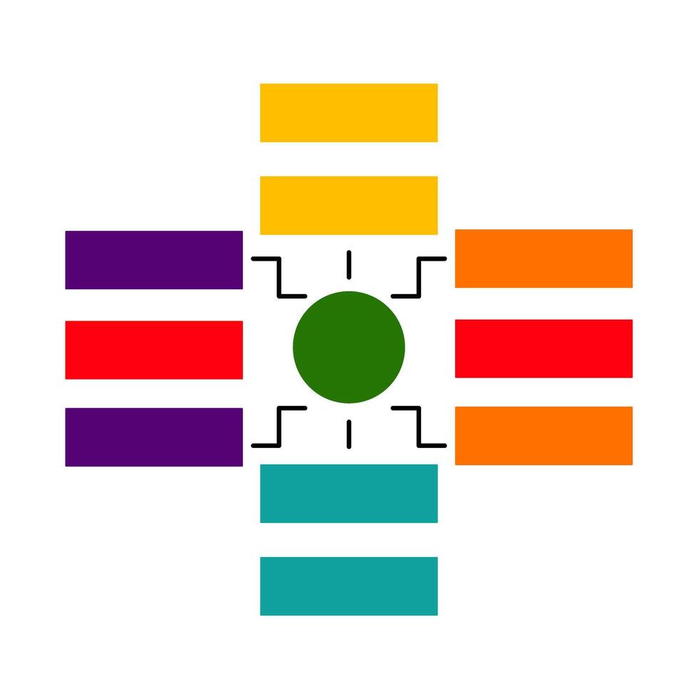 A colorful cross with four different colored lines vector