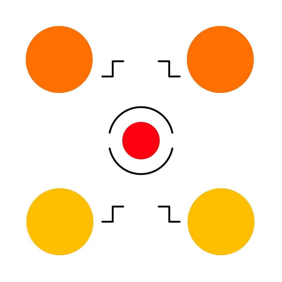 A circle with four orange circles and one red circle vector
