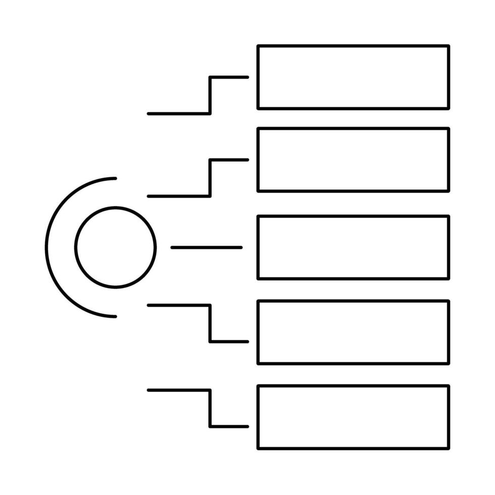 A drawing of a bracket with four squares vector