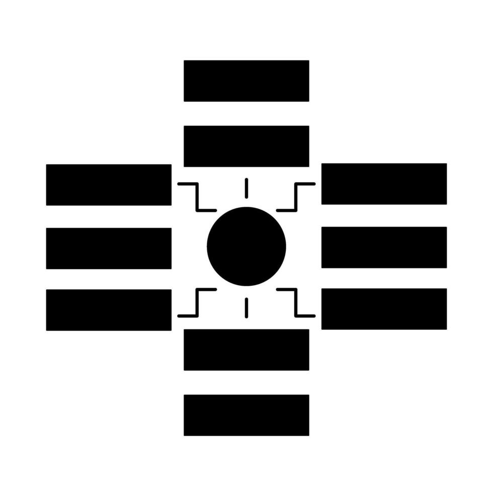 A black and white image of a cross with four lines vector
