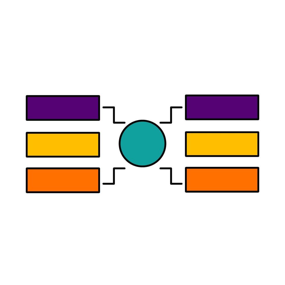 A diagram of a tournament with four different colored blocks vector