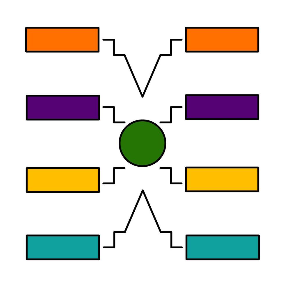A diagram of a tournament bracket with different colored squares vector