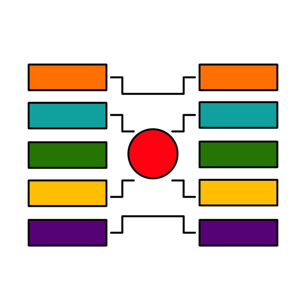A diagram of a bracket with colored squares vector