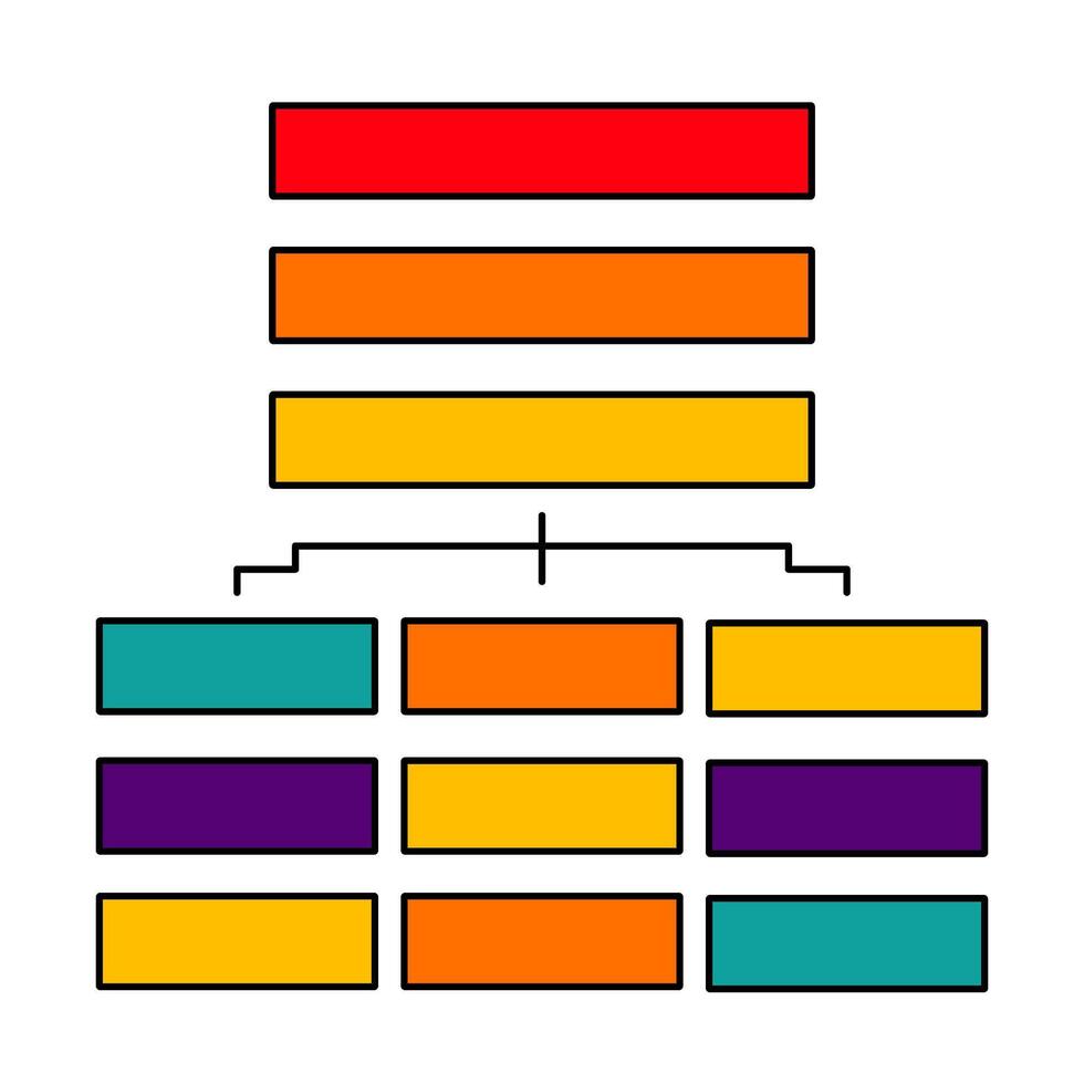 An organizational chart with colored bars vector