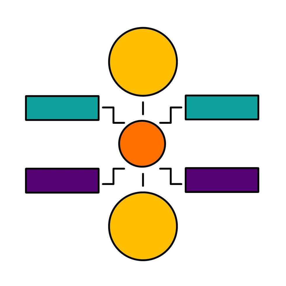 A diagram of a network with four different colored circles vector