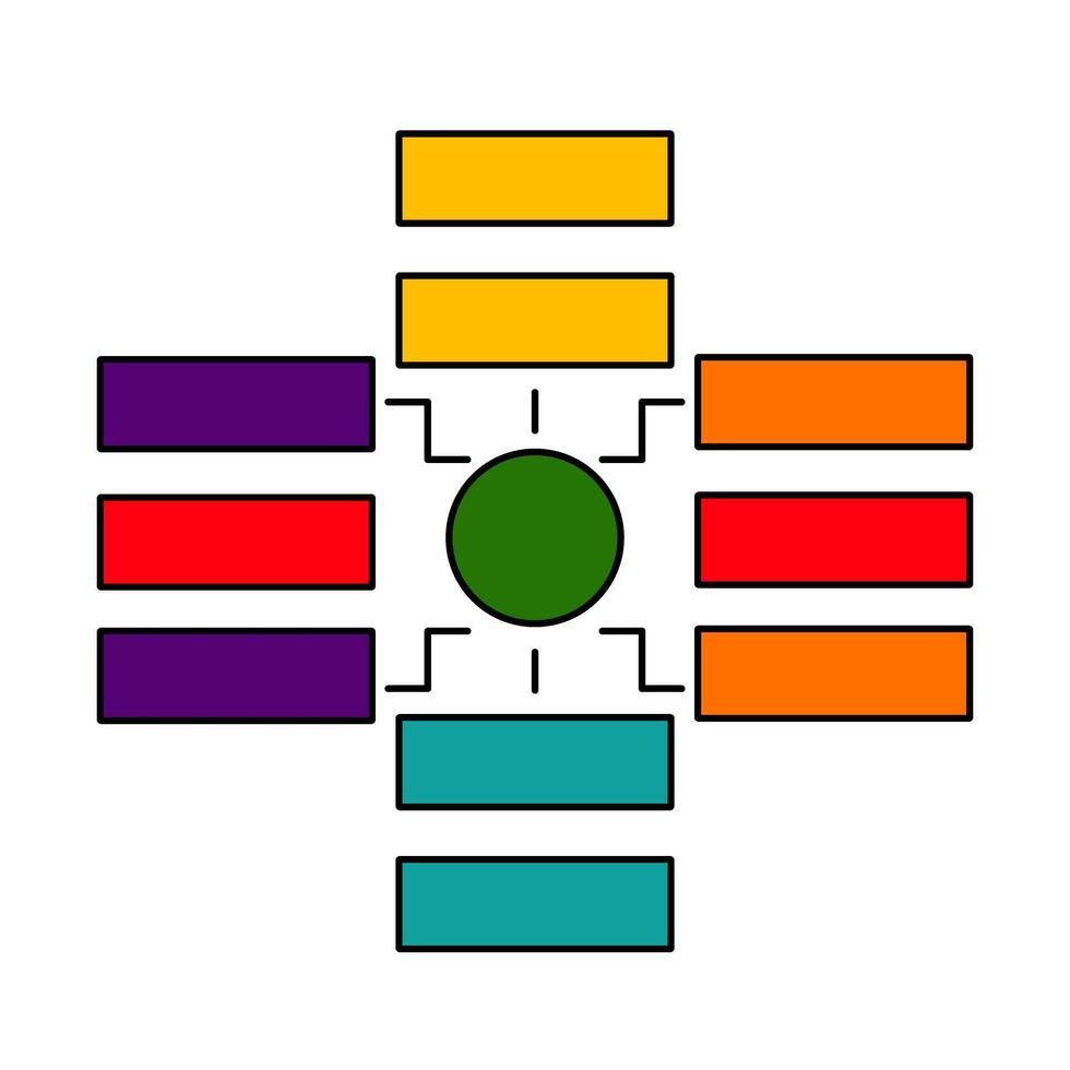A diagram of a cross with four different colored squares vector