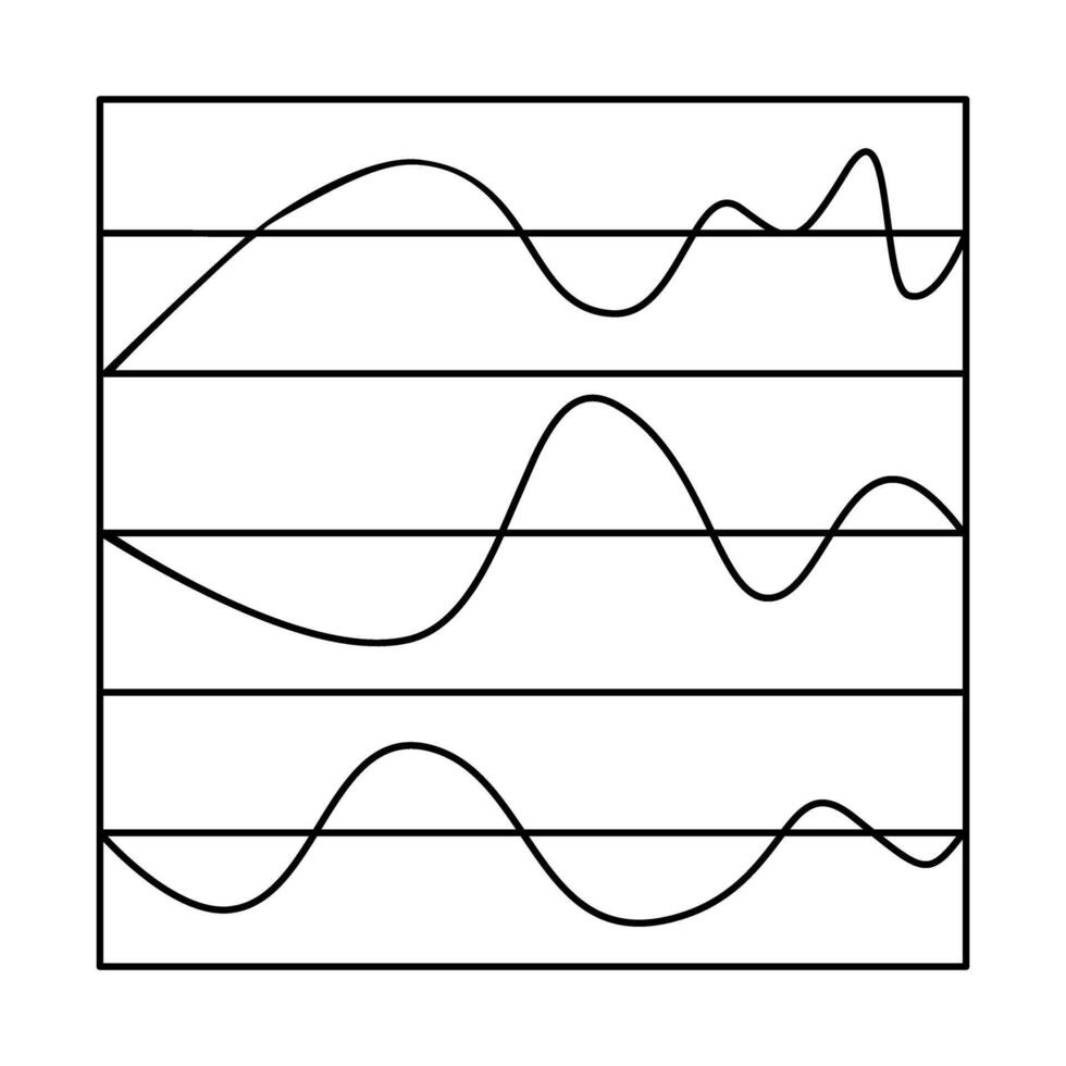 A drawing of a waveform with different waveforms vector