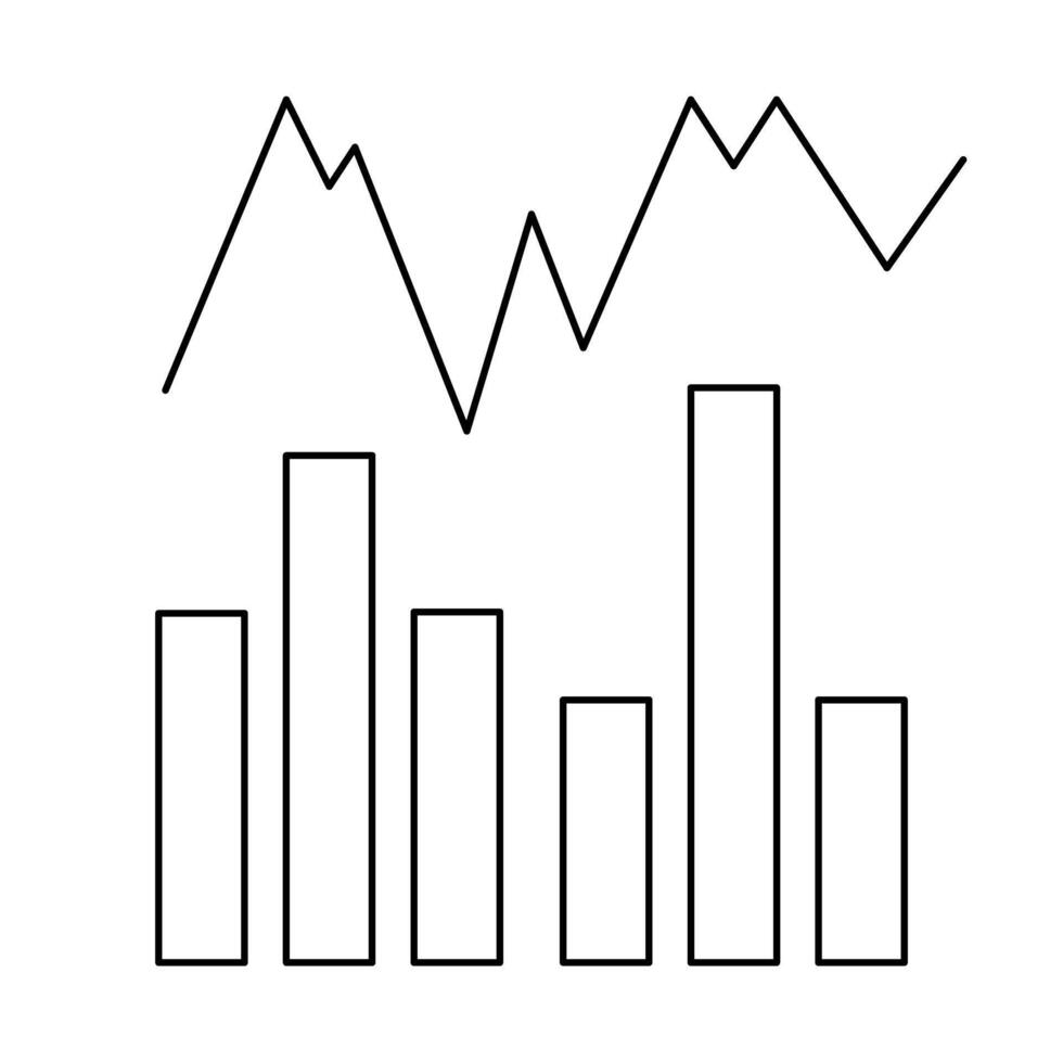A graph chart with a line going up vector