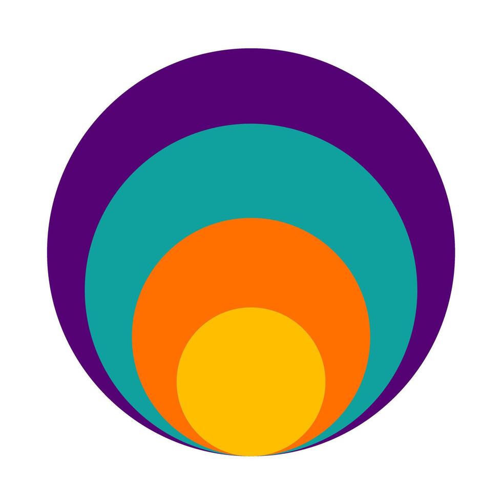 A colorful circle with a yellow, orange and blue center vector