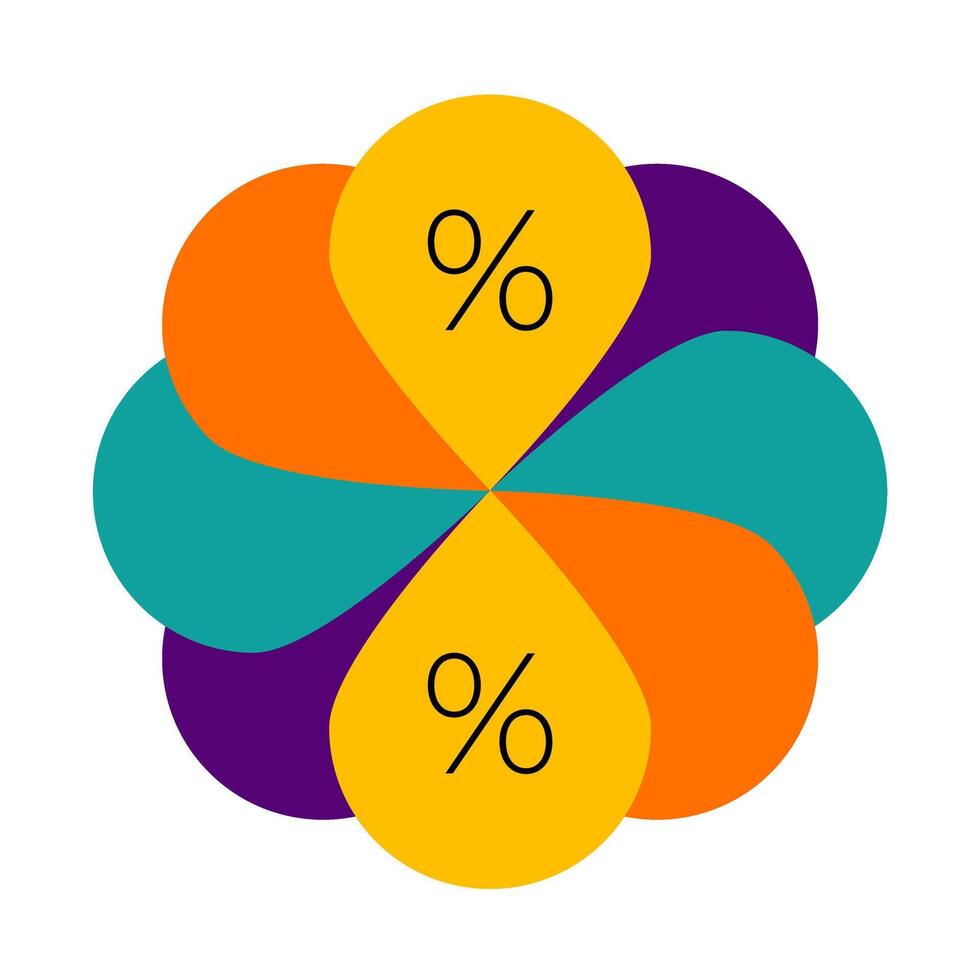 A colorful flower with a percentage symbol on it vector