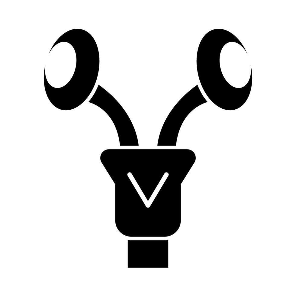A black and white icon of a pair of headphones vector