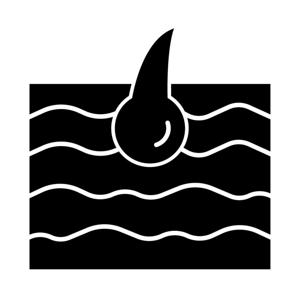A black and white illustration of a shark in the water vector