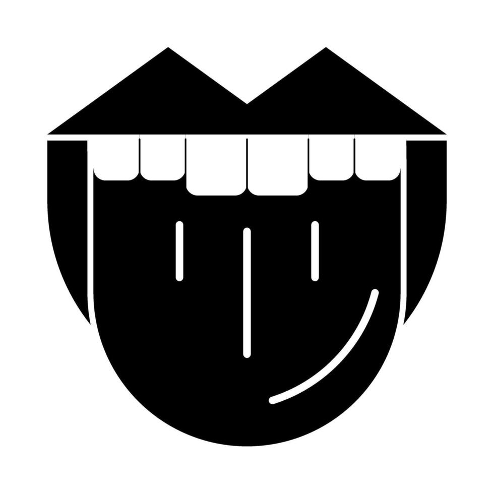 A black and white illustration of a mouth with teeth vector