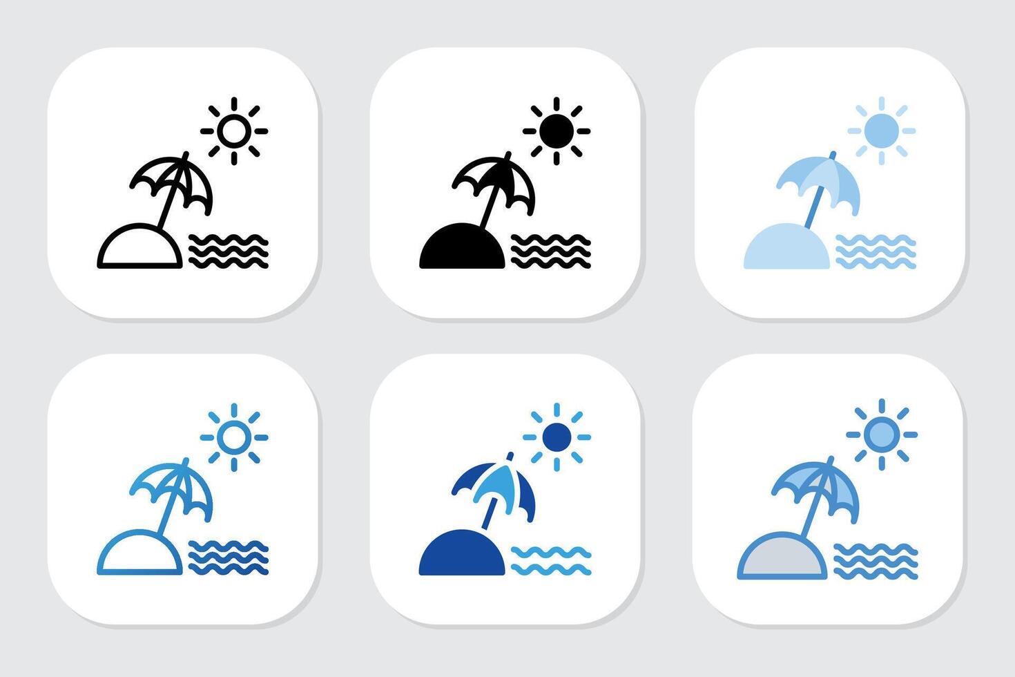 beach icons with various design style vector