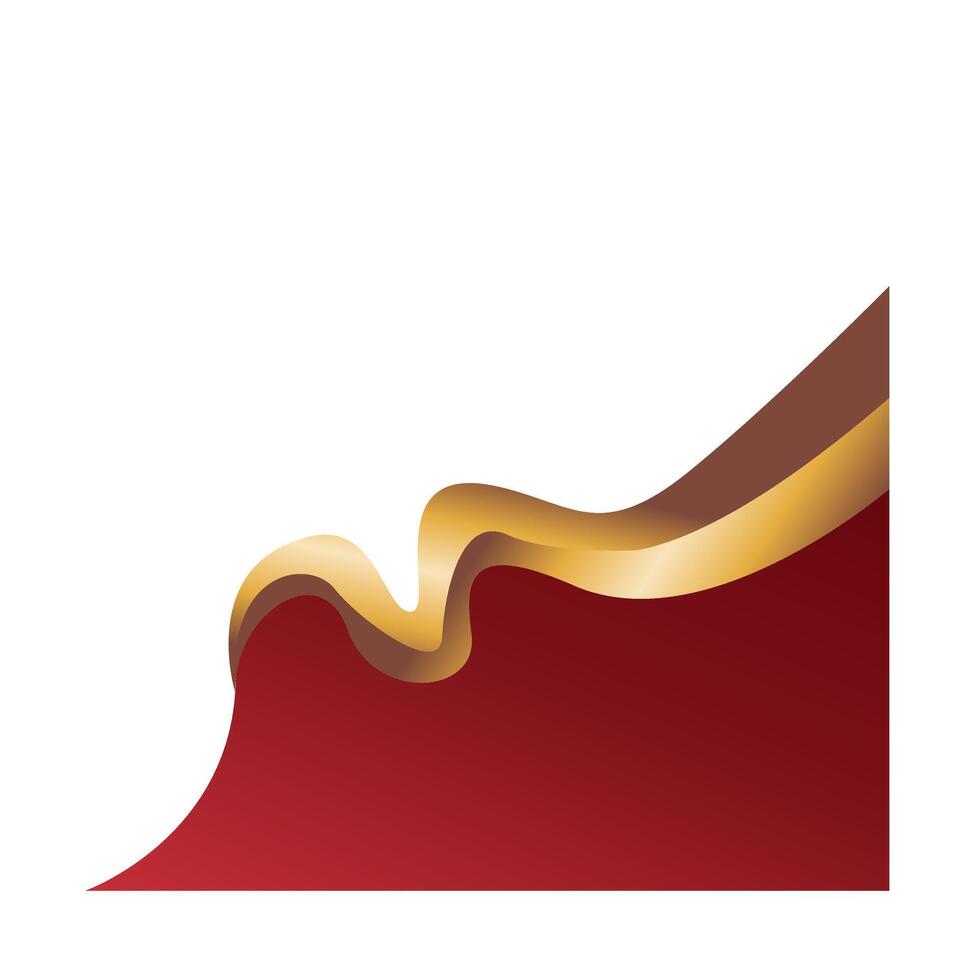 A red and gold wave with a curved edge vector