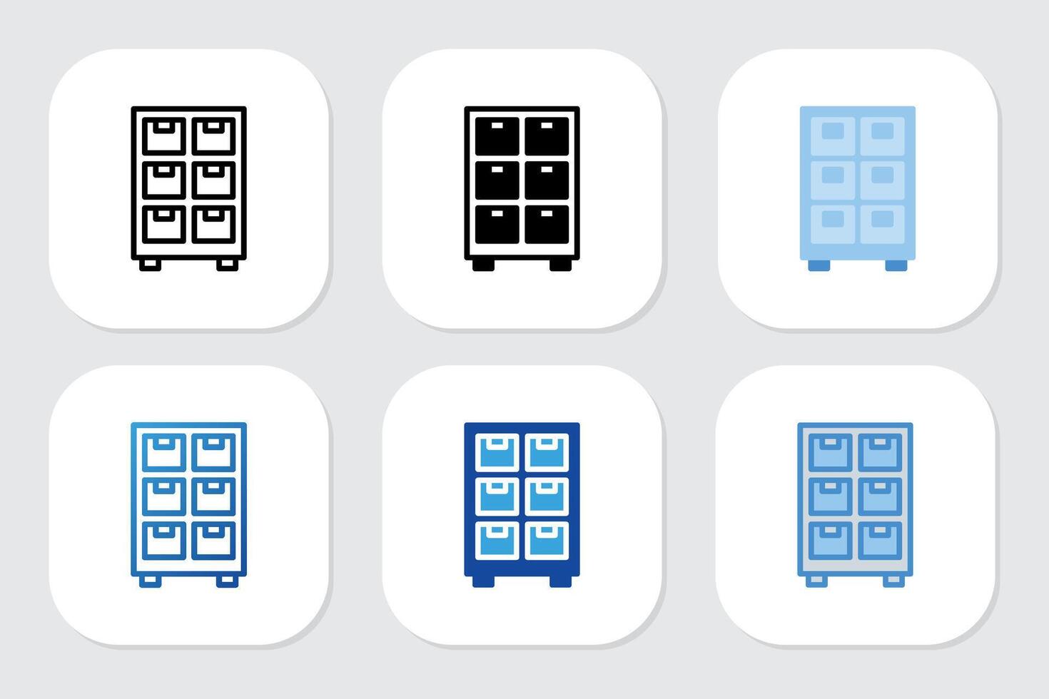 Cupboard icons with various design style vector