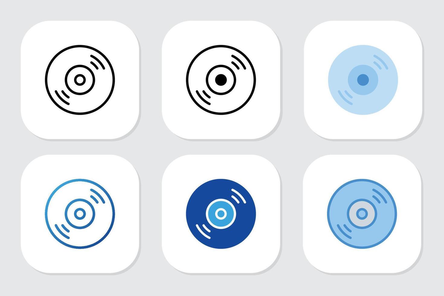 Cd icons with various design style vector