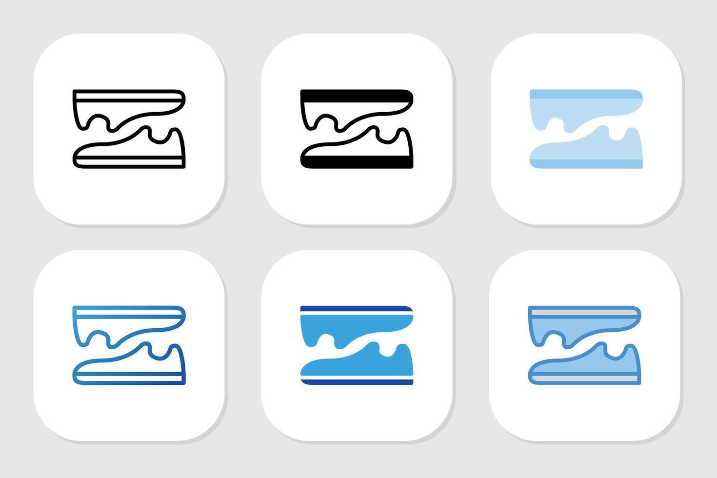 Shoe icon with various design styles vector