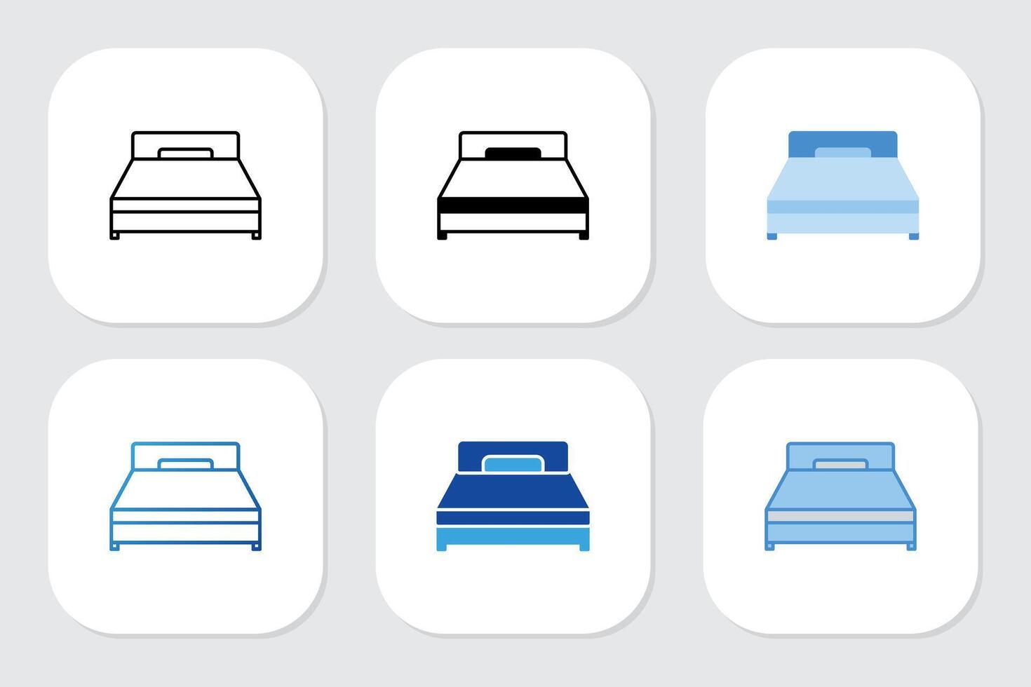 single bed icons with various design style vector