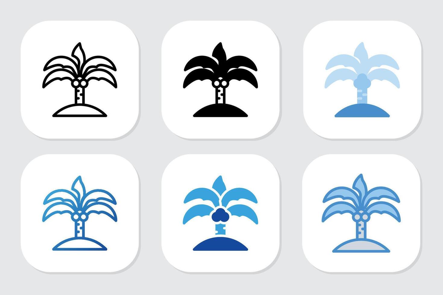 coconut tree icons with various design styles vector