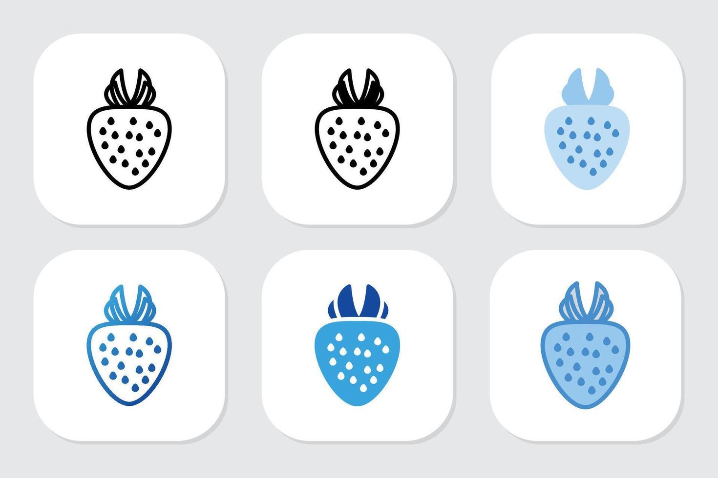 strawberry icons with various design styles vector