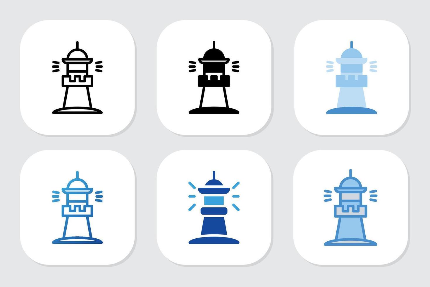 light house icons with various design styles vector