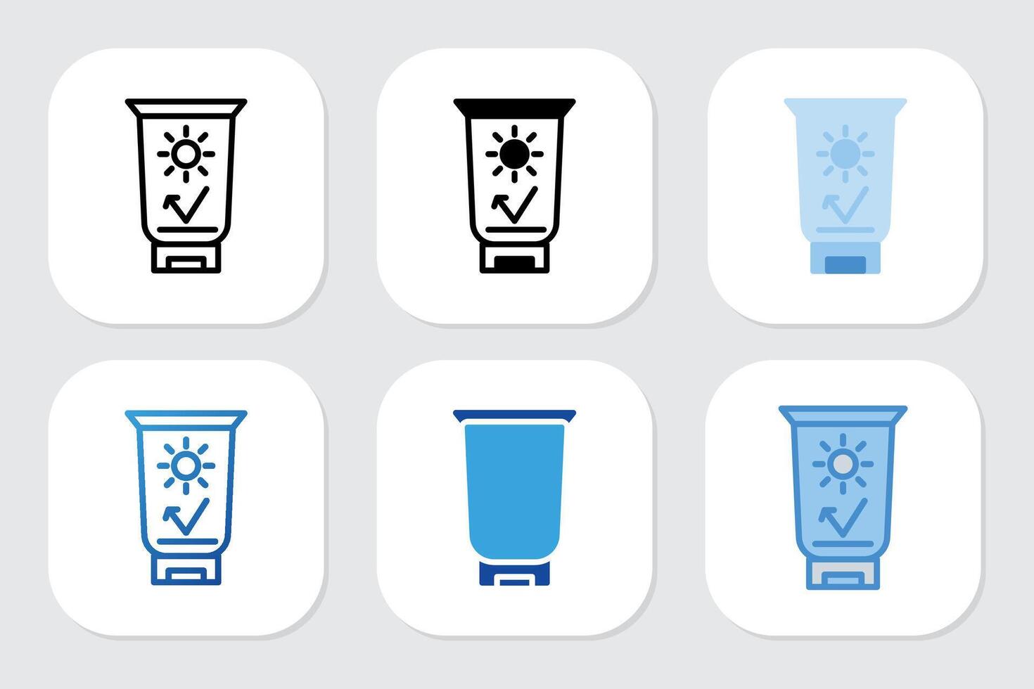 sun block icons with various design styles vector