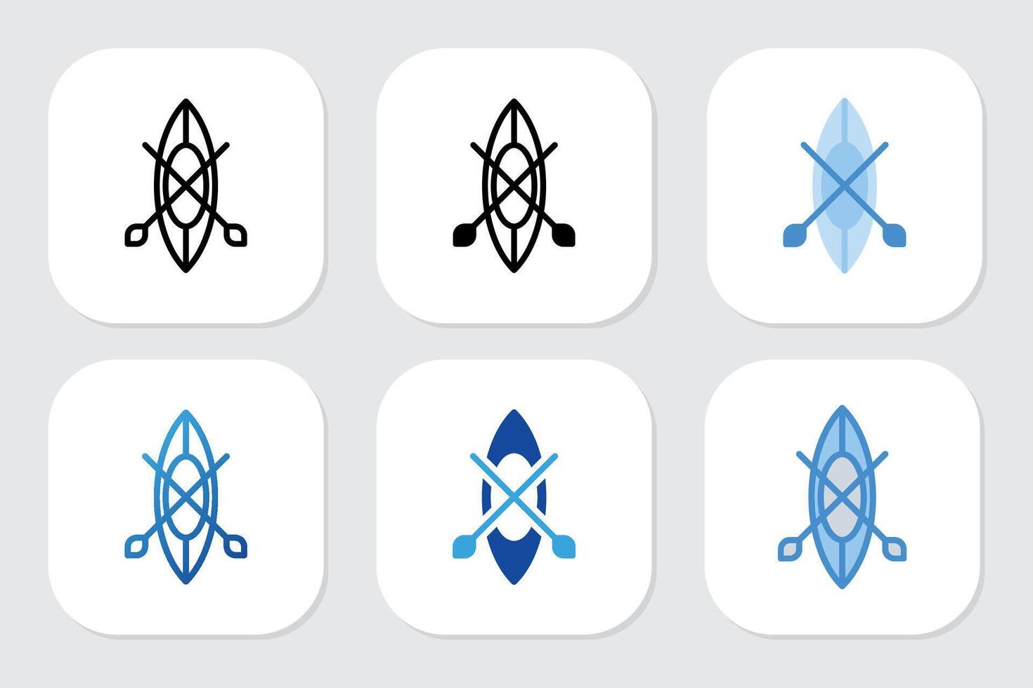 rowboat icons with various design styles vector