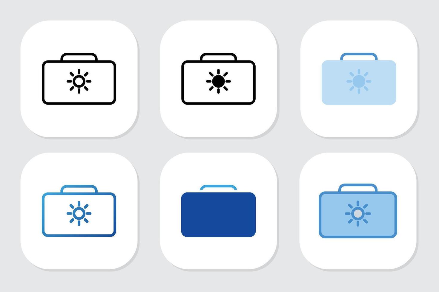 suitcase icons with various design style vector
