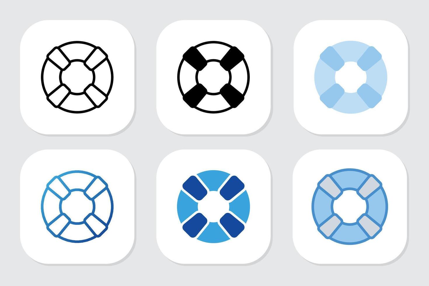 lifebuoy icons with various design styles vector