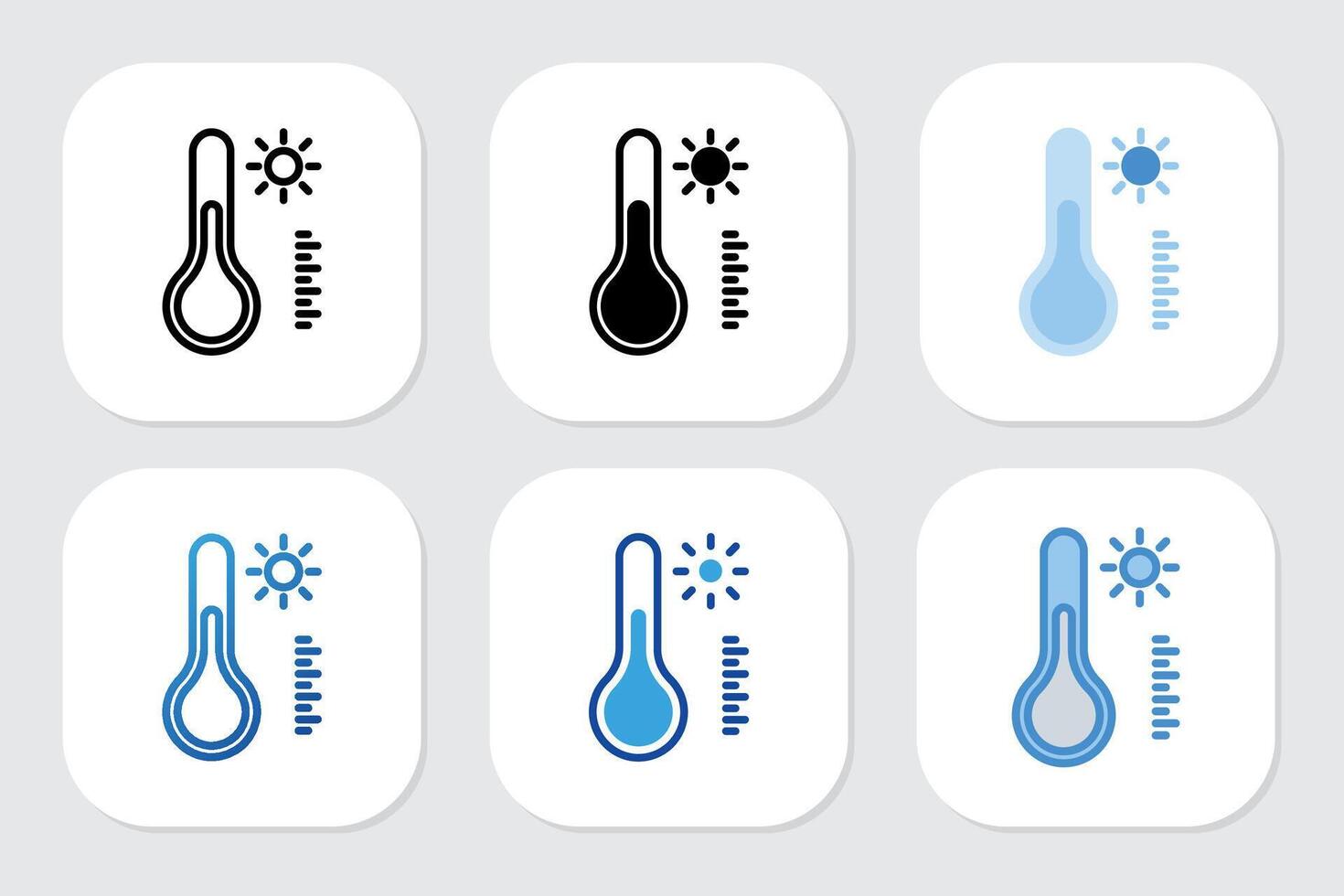 thermometer icons with various design styles vector