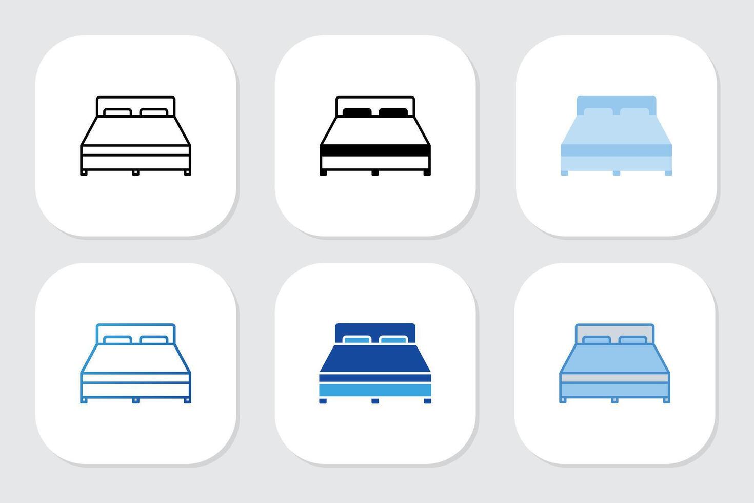 double bed icons with various design styles vector