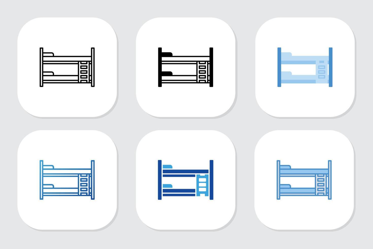 bunk bed icons with various design styles vector