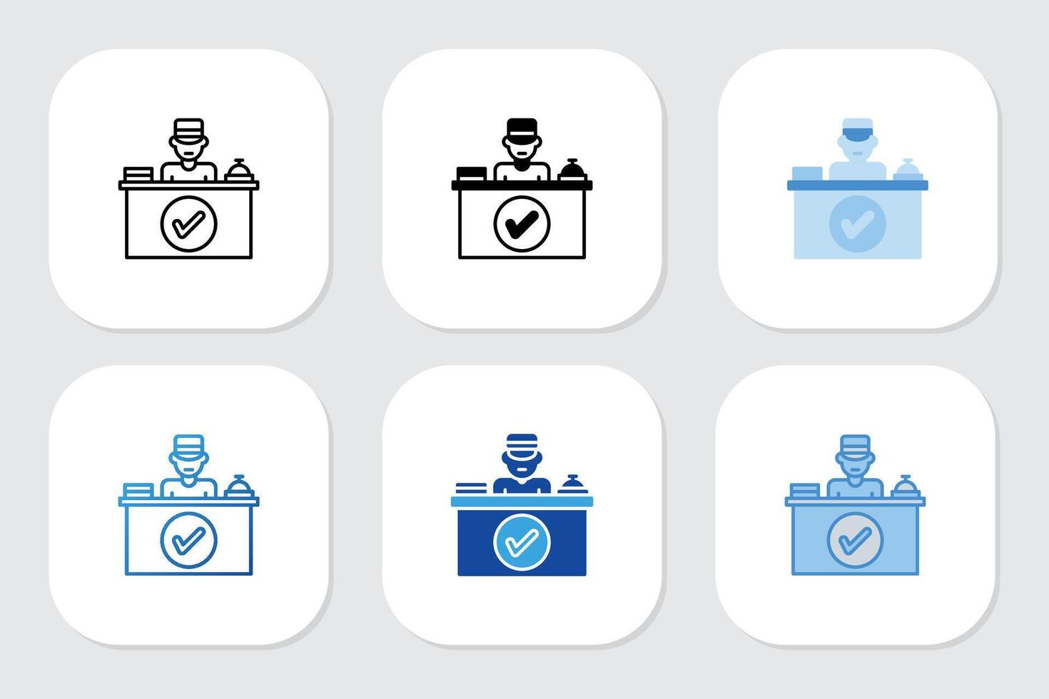 check in icons with various design styles vector