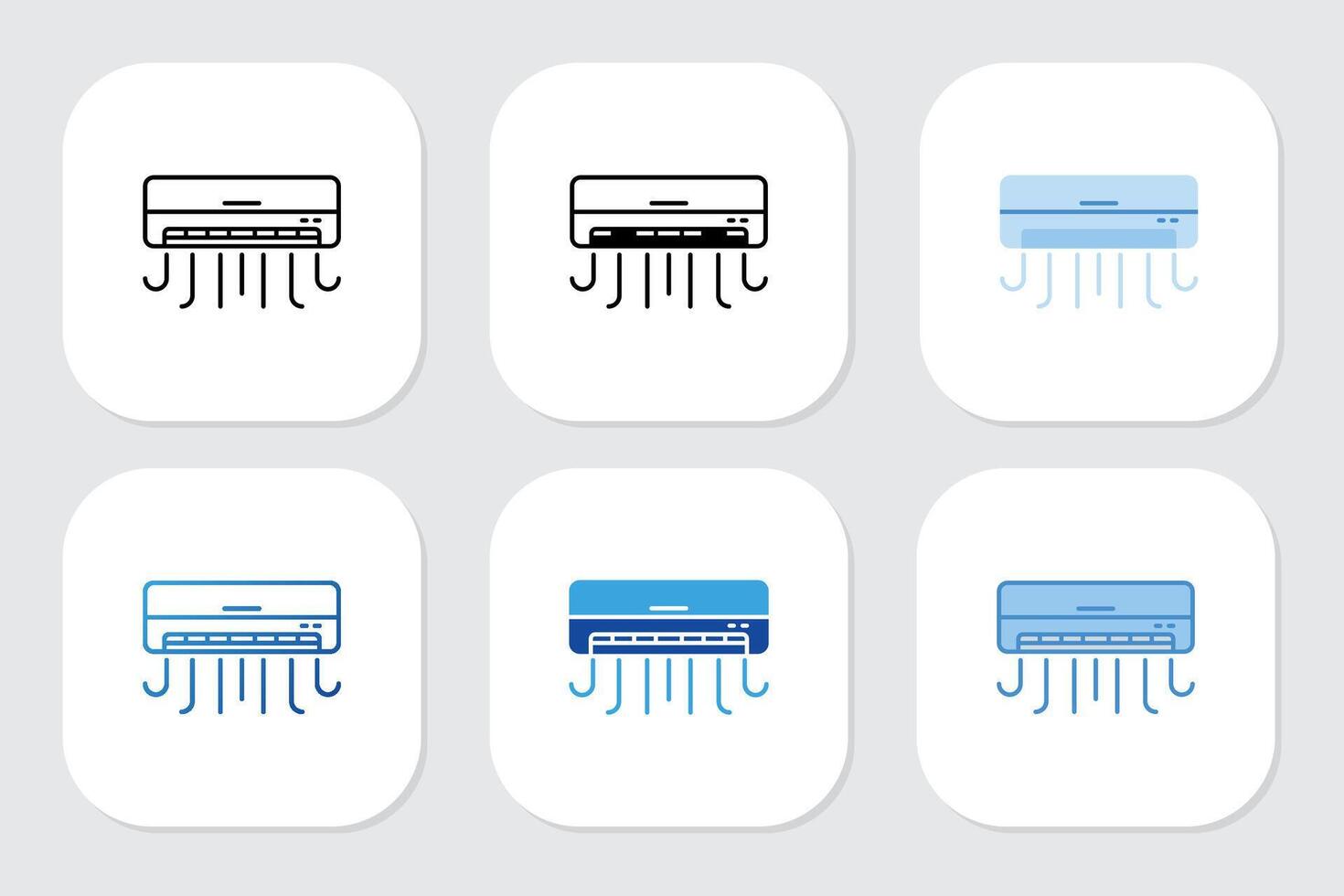 air conditioner icons with various design styles vector